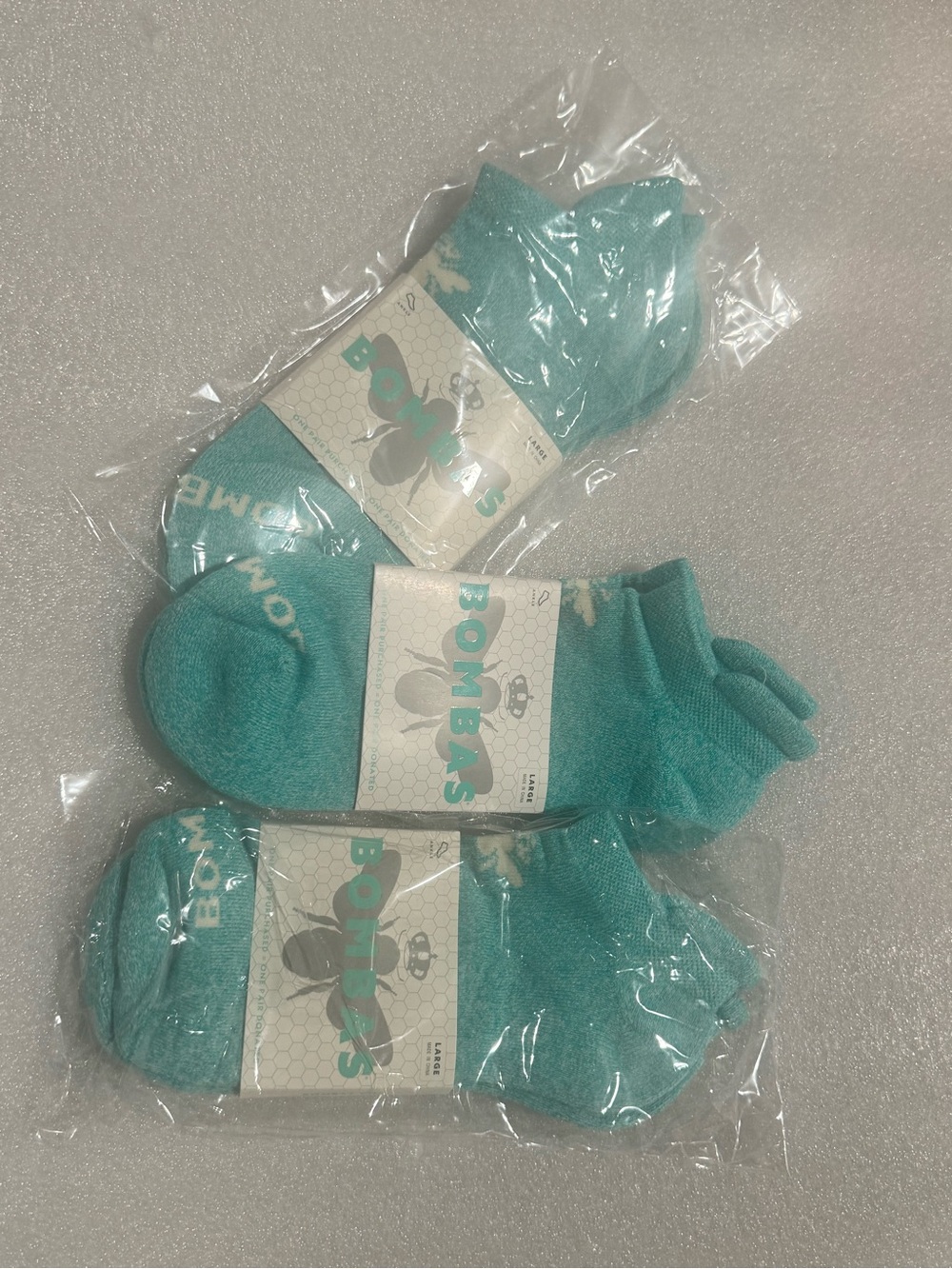 Bombas Large Mint Green Low Cut Ankle Unisex Socks lot of 3